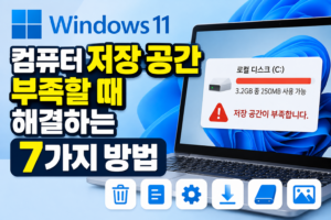 윈도우11 컴퓨터 저장 공간 부족 해결 방법 7가지를 소개하는 이미지