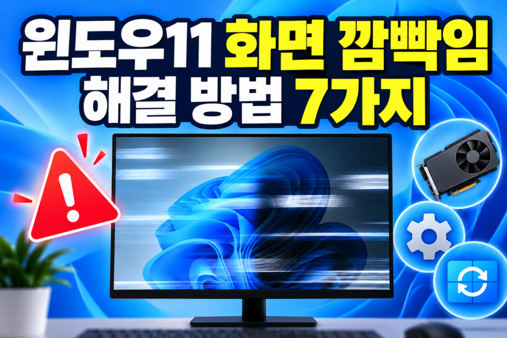 윈도우11 컴퓨터 화면 깜빡임 원인과 해결 방법 안내